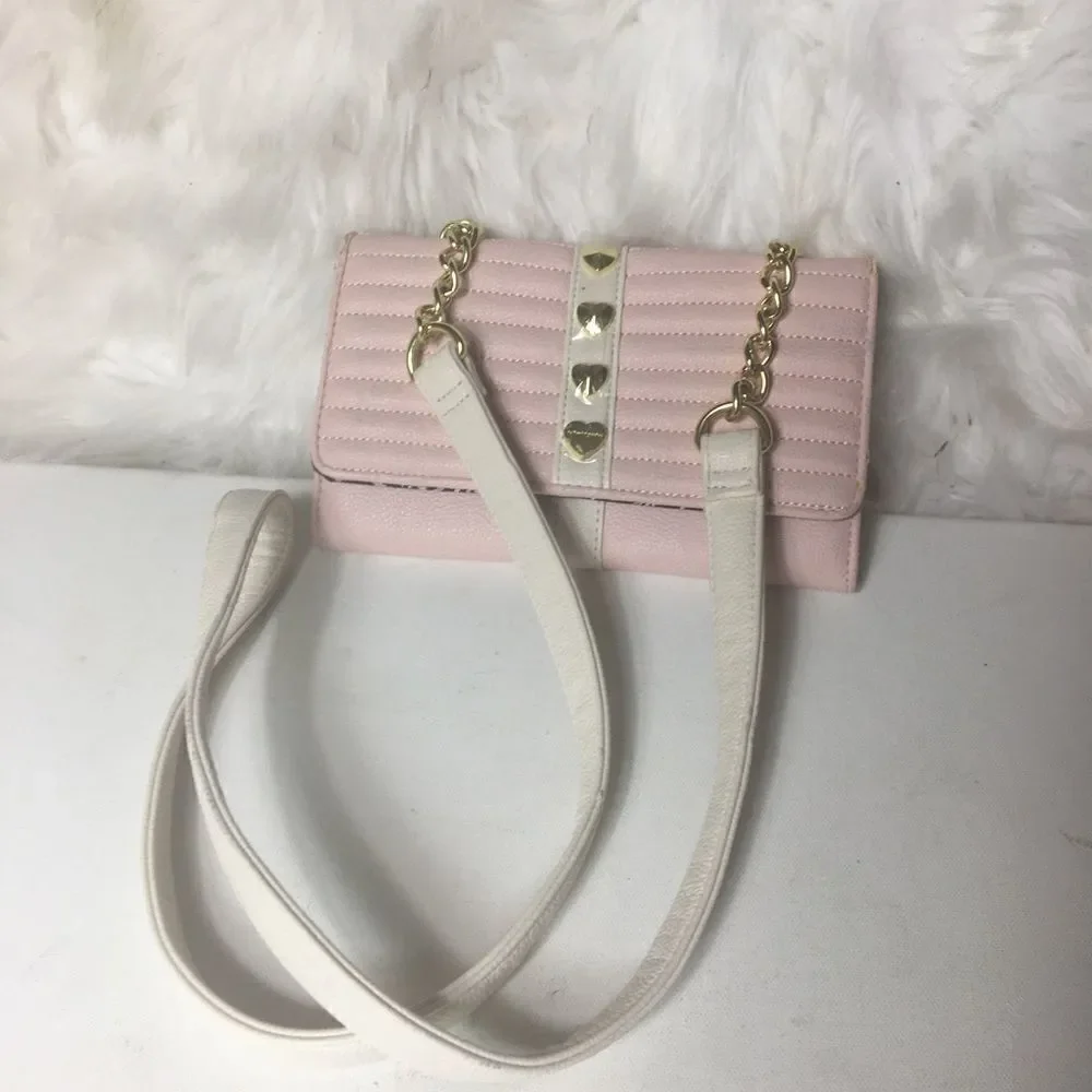 Betsey Johnson pink & beige crossbody/wallet bag